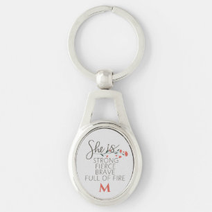 She Is Strong Fierce Brave Custom Name Key Ring