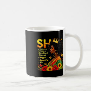 She Is Strong Motivated Confident Blessed Black Wo Coffee Mug