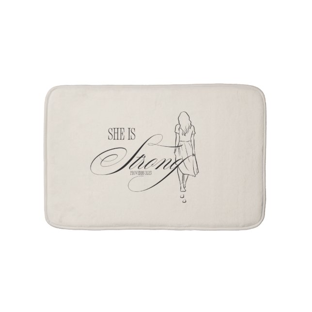 She is Strong Proverbs 31:25 Bath Mat (Front)