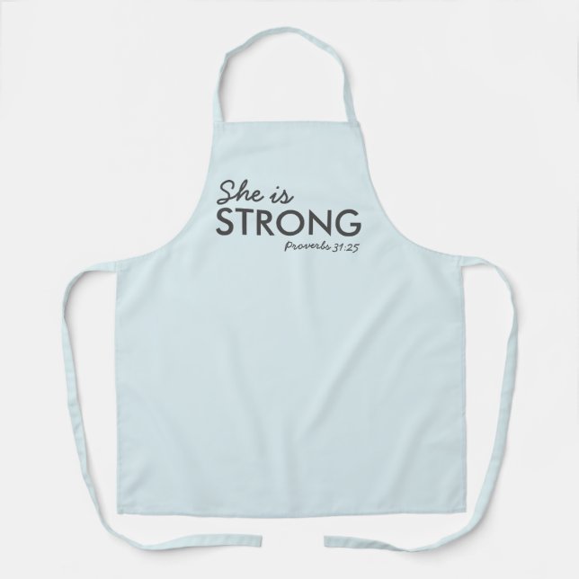 She is Strong | Proverbs 31:25 Christian Faith Apron (Front)