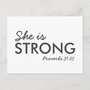 She is Strong   Proverbs 31:25 Christian Faith Postcard