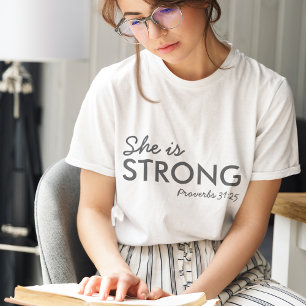 She is Strong Proverbs 31:25 Christian Faith Tri-Blend Shirt