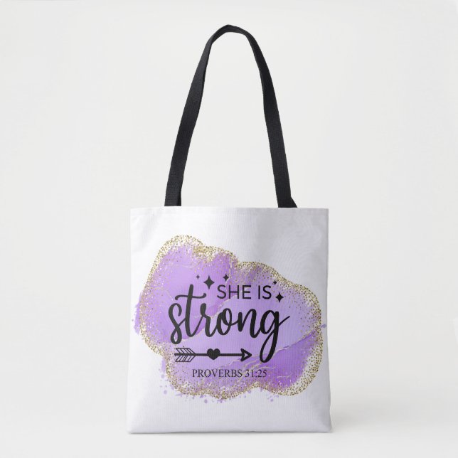 She Is Strong Tote Bag (Front)