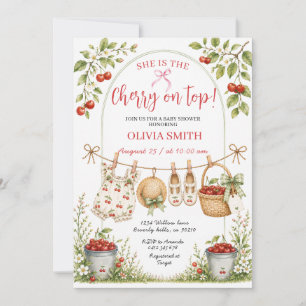 She Is The Cherry On Top Baby Girl Shower Invitation