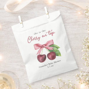 She is the cherry on top baby shower favour bag
