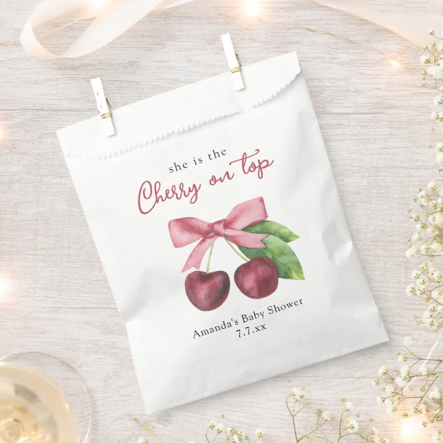 She is the cherry on top baby shower favour bag (Clipped)