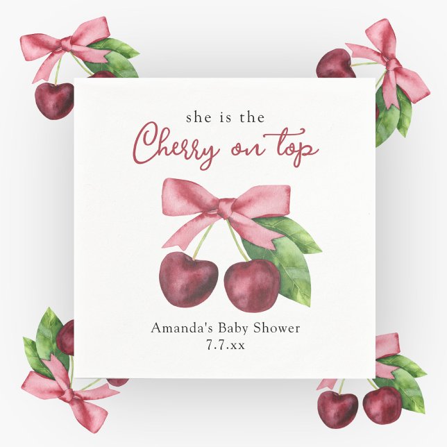 She is the cherry on top baby shower napkin (Creator Uploaded)