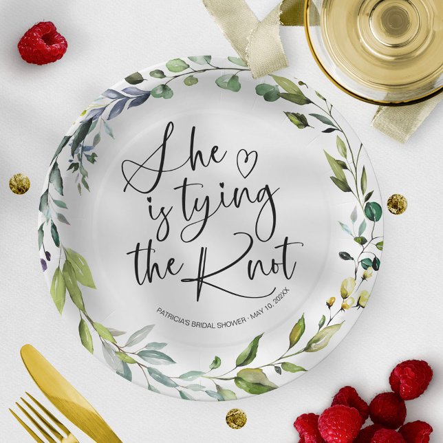 She Is tying The Knot Bridal Shower Paper Plate (Creator Uploaded)