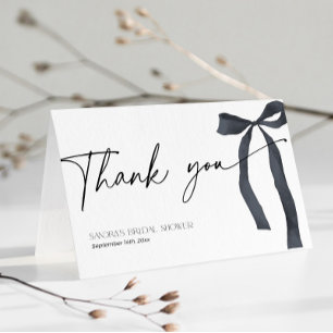 She is tying the knot Goth Black Bow Bridal Shower Thank You Card