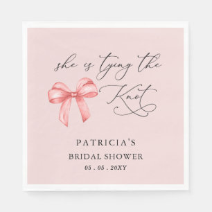 She is tying the knot pink bow Bridal Shower Napkin