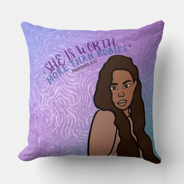 She Is Worth More Than Rubies Proverbs 3:15  Cushion (Front)