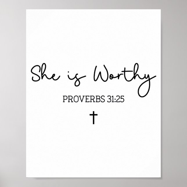 She Is Worthy Proverbs 31_25 Christian Boho Bible  Poster (Front)