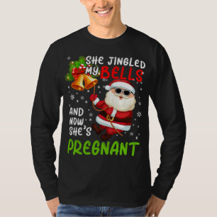 She Jingled My Bells Pregnant Cute Christmas Santa T-Shirt