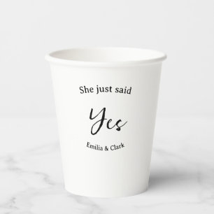 she just said yes engagement party name simple mii paper cups