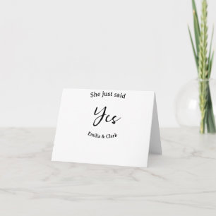 she just said yes engagement party name simple mii thank you card