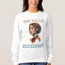 She kills monsters, art, strong woman face