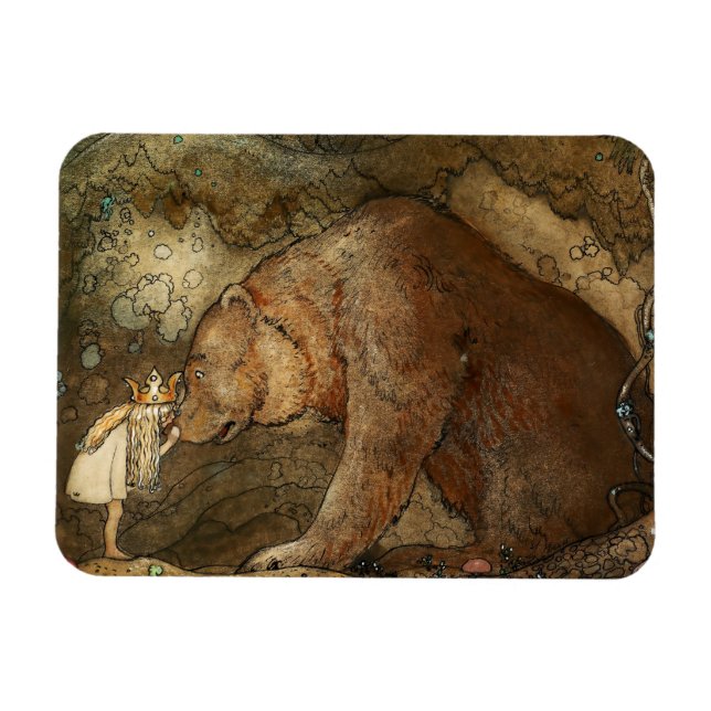 “She Kissed the Bear” by John Bauer Magnet (Horizontal)