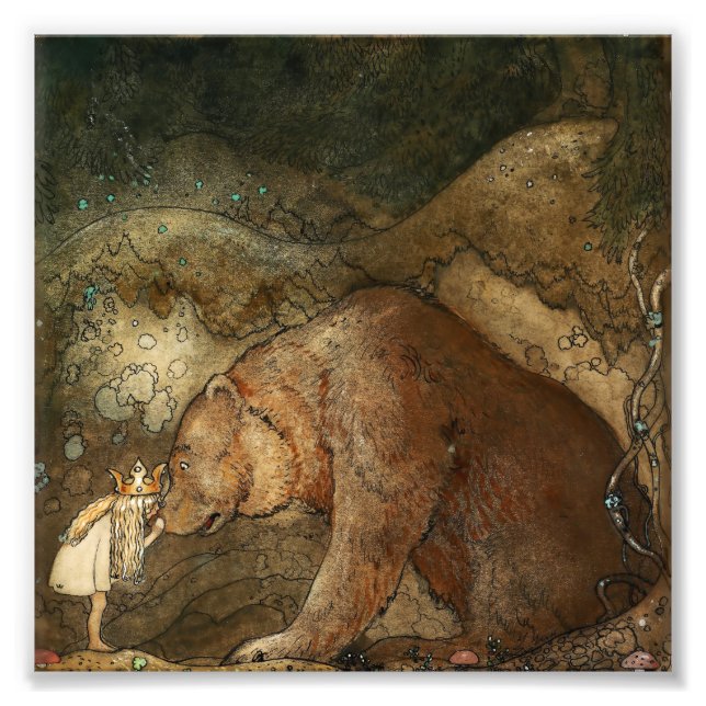 “She Kissed the Bear” by John Bauer Photo Print (Front)
