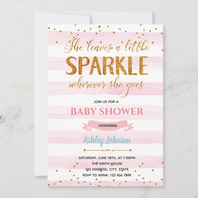 SHE LEAVES a Little SPARKLE confetti invitation (Front)