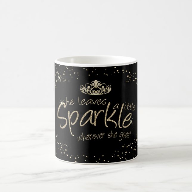 She Leaves a Little Sparkle in Gold and Black Coffee Mug (Center)