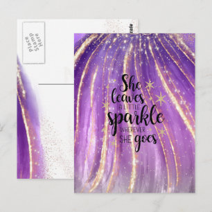 She Leaves A Little Sparkle Luxury Glitter Postcard