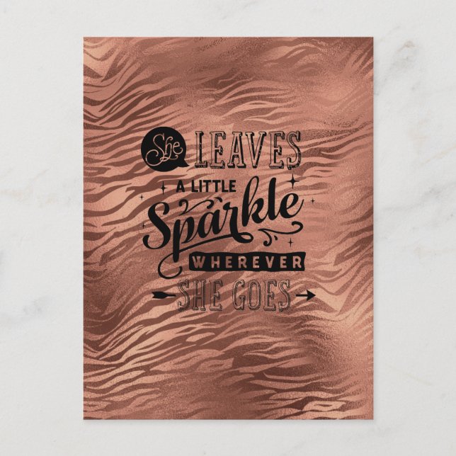 She Leaves Sparkle Rose tone Tiger Postcard (Front)