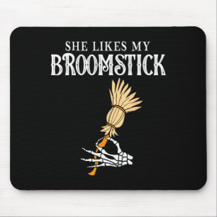 She Likes My Broomstick Couples Pumpkins Skeleton Mouse Pad