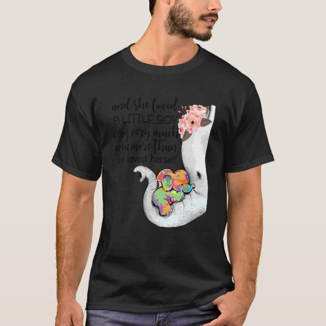 She Loved A Little Boy Very Much Autism Elephant M T-Shirt (Front)