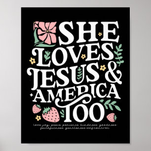 She Loves Jesus & America Christian 4th July S Poster