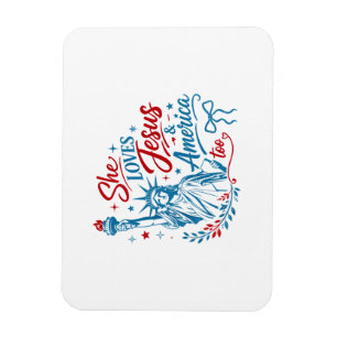 She Loves Jesus and America Too 4th of July Christ Magnet
