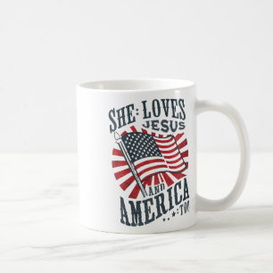 She Loves Jesus And America Too 4th Of July Patrio Coffee Mug