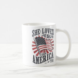 She Loves Jesus And America Too American Usa Flag Coffee Mug