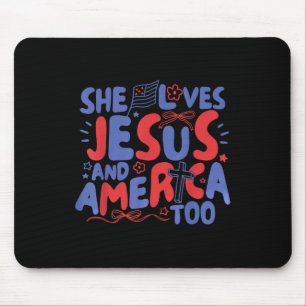 She Loves Jesus And America Too Christian Retro 4t Mouse Pad