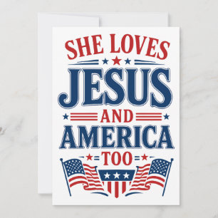 She Loves Jesus and America Too Invitation