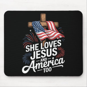 She Loves Jesus And America Too Patriotic Shirt Mouse Pad