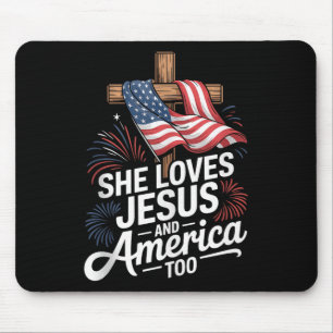 She Loves Jesus And America Too Patriotic Shirt Ta Mouse Pad