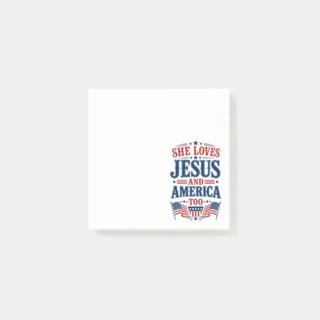 She Loves Jesus and America Too Post-it Notes (Front)