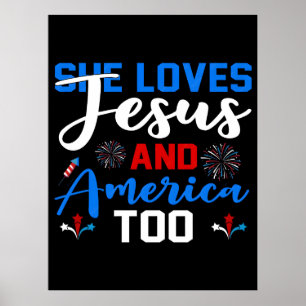 She Loves Jesus And America Too Retro Patriotic Gi Poster