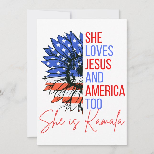 She loves Jesus and America too.  She is Kamala. Invitation (Front)