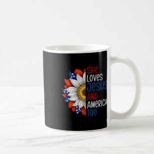 She Loves Jesus And America Too Sunflower Christia Coffee Mug