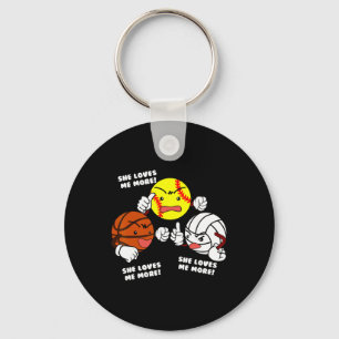 She Loves Me More Funny Softll Sketll Volleyll Key Ring