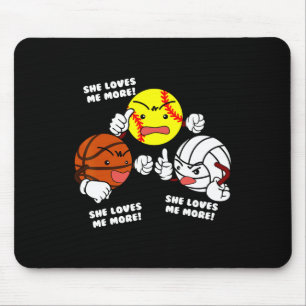 She Loves Me More Funny Softll Sketll Volleyll Mouse Pad