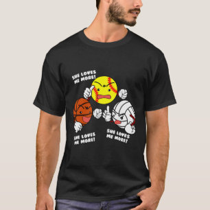 She Loves Me More Funny Softll Sketll Volleyll T-Shirt