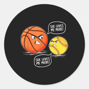 She Loves Me More Sketll Softll Sports Lover Classic Round Sticker