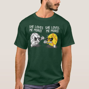 She Loves Me More Volleyball Softball Sports boy b T-Shirt