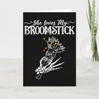 She Loves My Broomstick I Like Her Pumpkins Couple Card