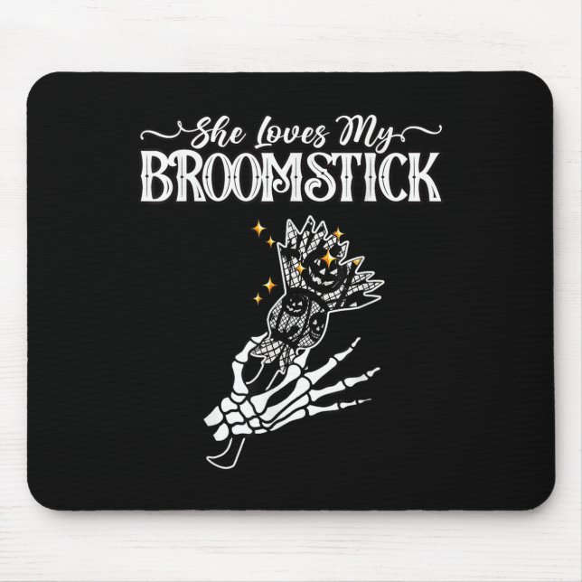 She Loves My Broomstick I Like Her Pumpkins Couple Mouse Pad (Front)