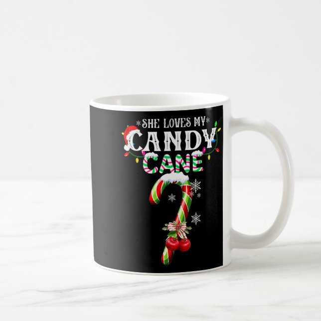 She Loves My Candy Cane I Like Her Peppermint Xmas Coffee Mug (Right)