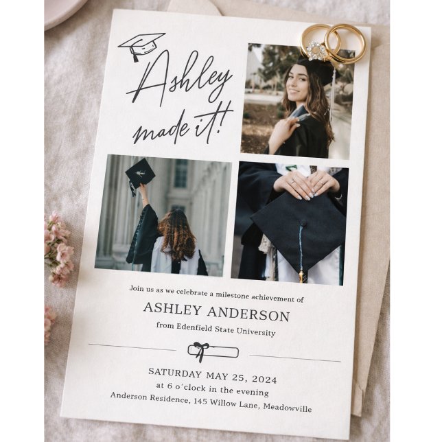 She Made It Photo Graduation Invitation | Editable (Creator Uploaded)