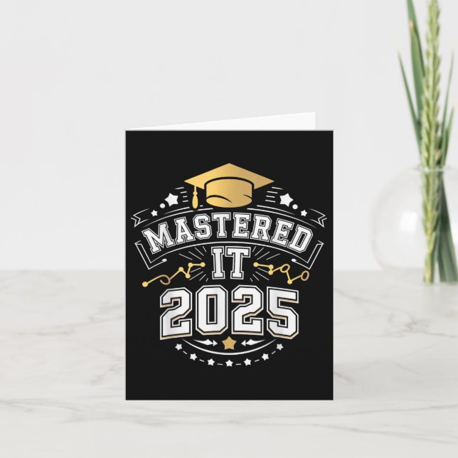 She Mastered It 2025 Masters Degree Graduation Gif Card (Front)
